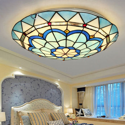 Colorful Glass Semicircle Flush Mount Ceiling Light for Living Room & Bedroom | Modern Artistic Overhead Lighting Fixture