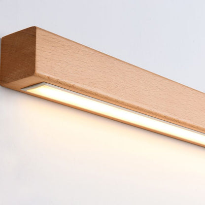 Applique murale rectangulaire en bois à LED avec abat-jour en acrylique pour chambre et salon | Éclairage de miroir minimaliste moderne