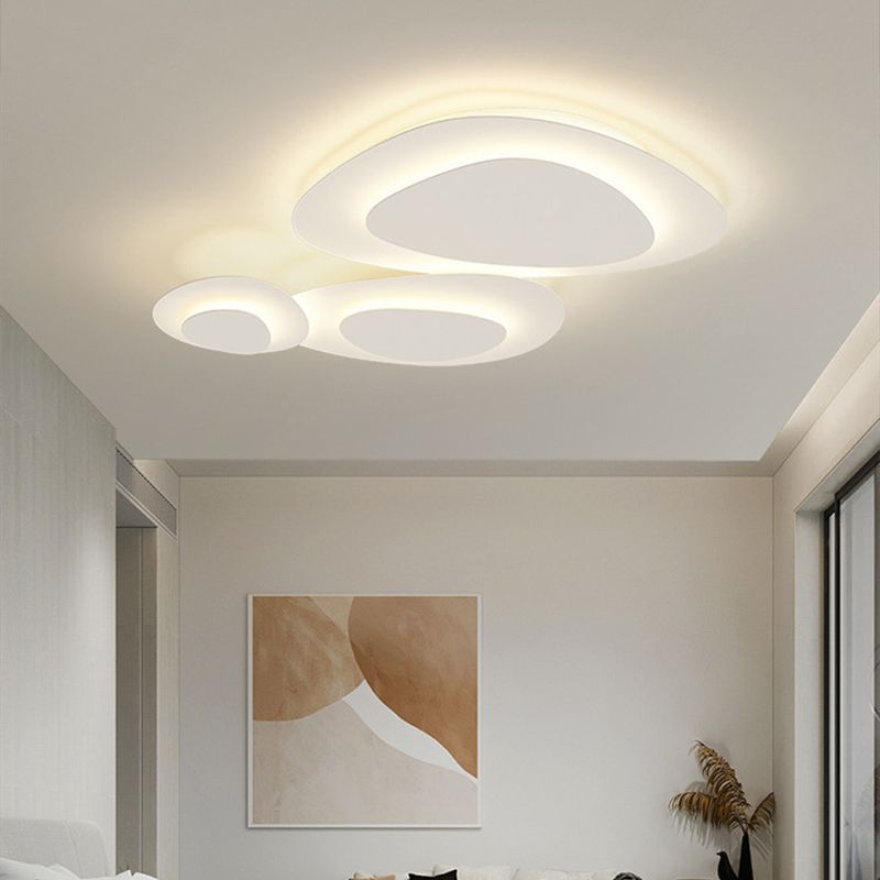 LED Flush Mount Ceiling Light 43 in White Metal Three-Disc Organic Shape Dimmable for Living Room Bedroom Dining Room Contemporary Home Ligh