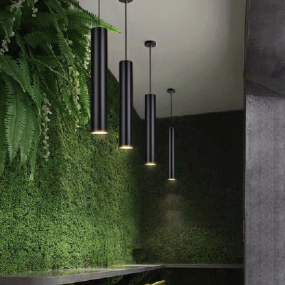 Suspension cylindrique en métal noir, luminaire suspendu moderne réglable pour salle à manger, îlot de cuisine et espace de vie