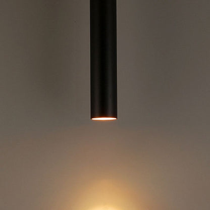 Suspension cylindrique en métal noir, luminaire suspendu moderne réglable pour salle à manger, îlot de cuisine et espace de vie
