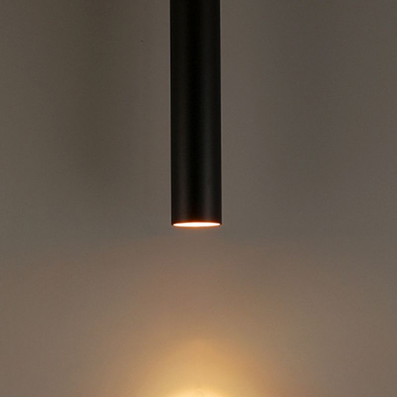 Suspension cylindrique en métal noir, luminaire suspendu moderne réglable pour salle à manger, îlot de cuisine et espace de vie