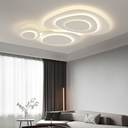 LED Flush Mount Ceiling Light 43 in White Metal Three-Disc Organic Shape Dimmable for Living Room Bedroom Dining Room Contemporary Home Ligh