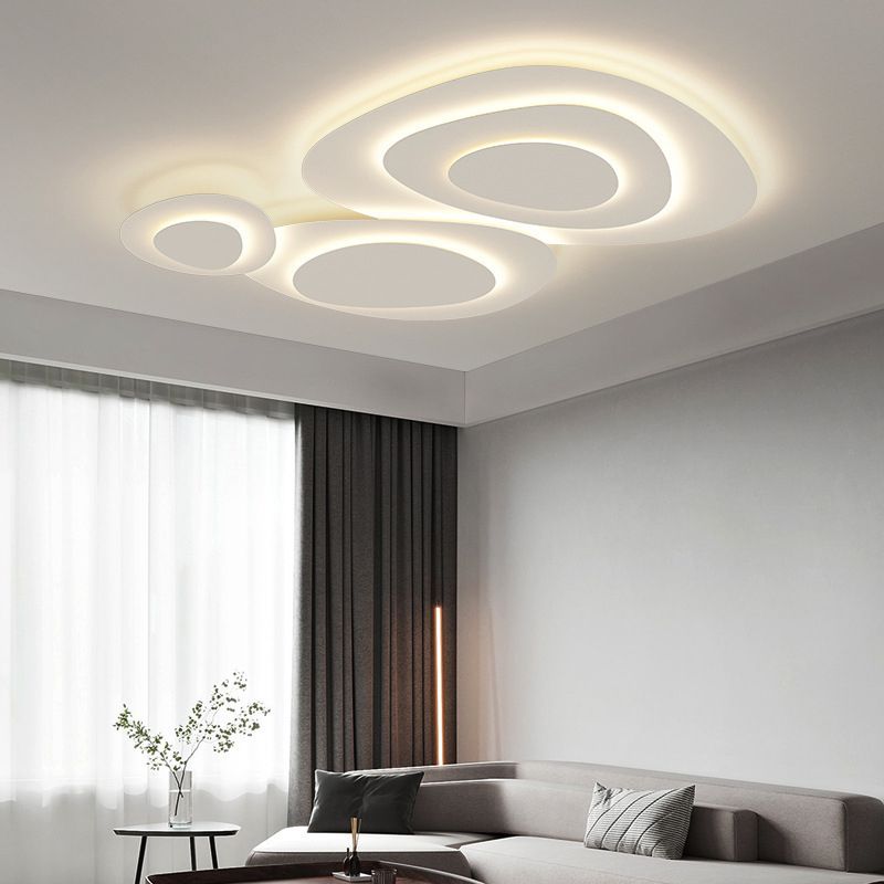 Modern White Cloud Metal Ceiling Light Flush Mount for Bedroom Living Room Dining Room | Dimmable LED Surface Mount Fixture