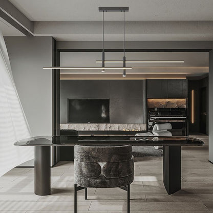 Suspension linéaire à deux spots en métal, luminaire moderne réglable pour îlot de cuisine, salle à manger et salon