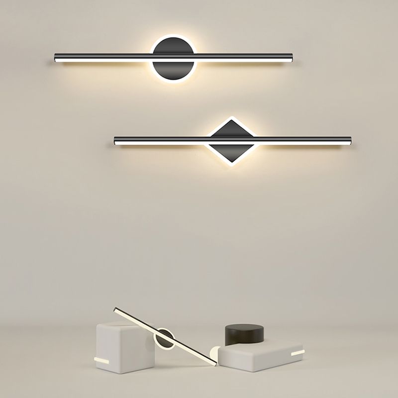 Modern LED Wall Sconce Round or Square Metal Bathroom Vanity Light Fixture with Silicone Diffuser