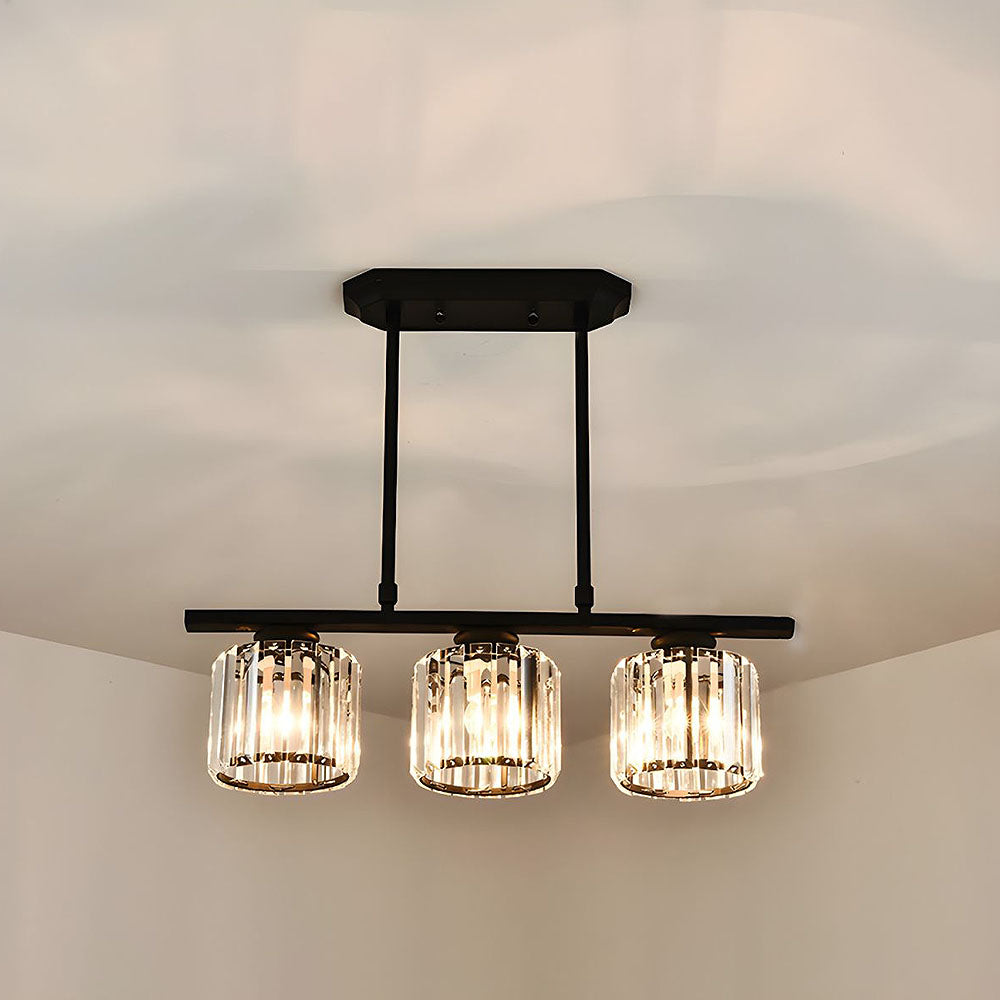 Hanging Fixture with Clear Glass Globes – 3 or 4 Bulb Multi-Head Suspension – Height Adjustable 14-28 in – Black or Gold Metal Frame for Kit