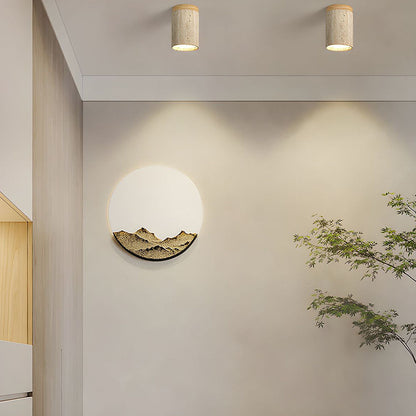 Plafonnier encastré en pierre naturelle avec détails en bois, culot E26, pour chambre, entrée, espace de vie, luminaire à profil bas, éclairage ambiant au plafond
