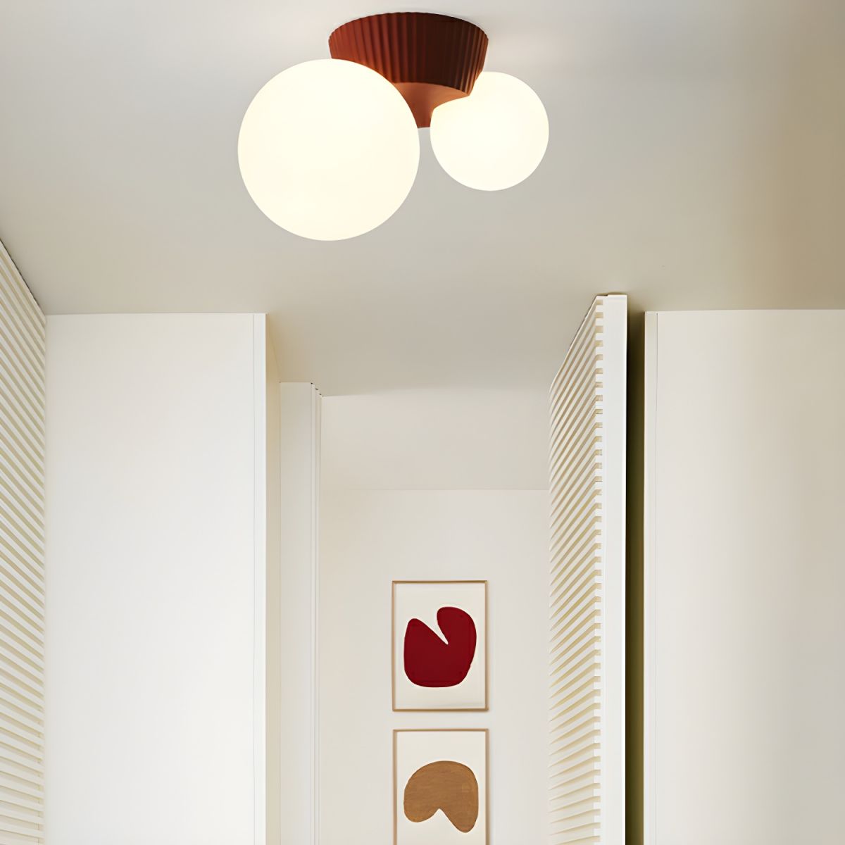 Plafonnier double globe avec base verte – Luminaire moderne à deux ampoules pour salon et chambre