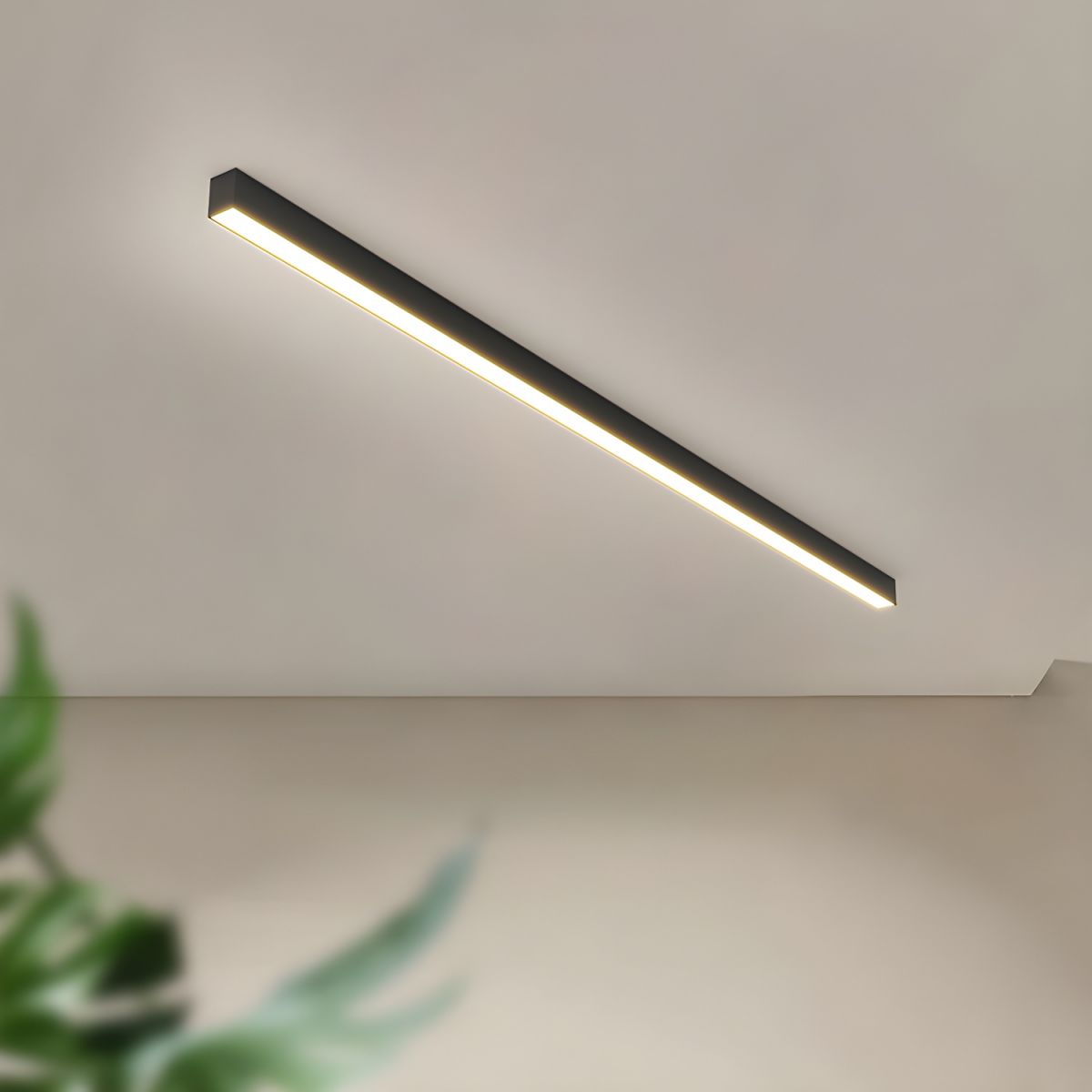 Plafonnier LED linéaire à montage encastré de 47 pouces, luminaire noir pour chambre, salon, couloir, éclairage domestique minimaliste contemporain