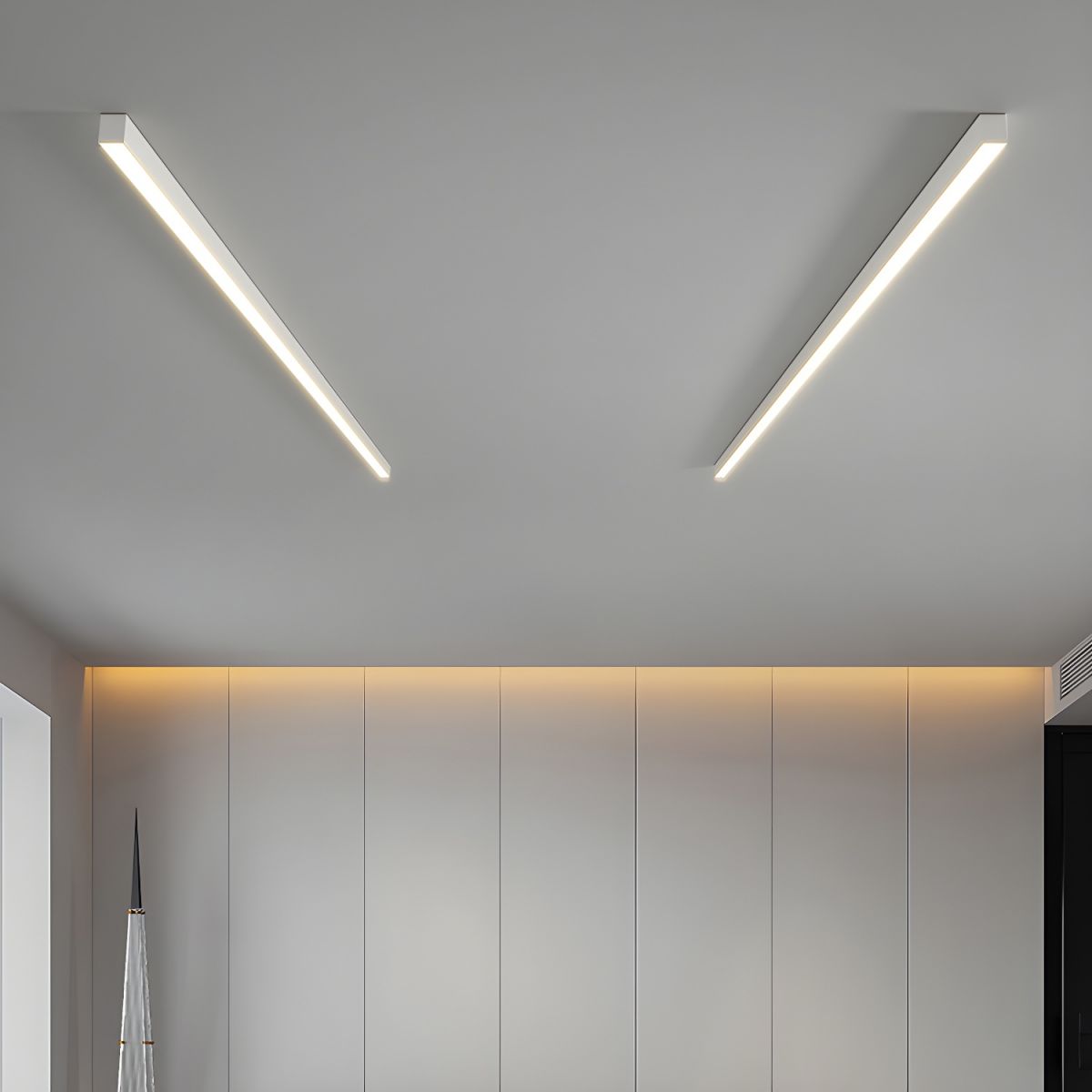 Plafonnier LED linéaire à montage encastré de 47 pouces, luminaire noir pour chambre, salon, couloir, éclairage domestique minimaliste contemporain