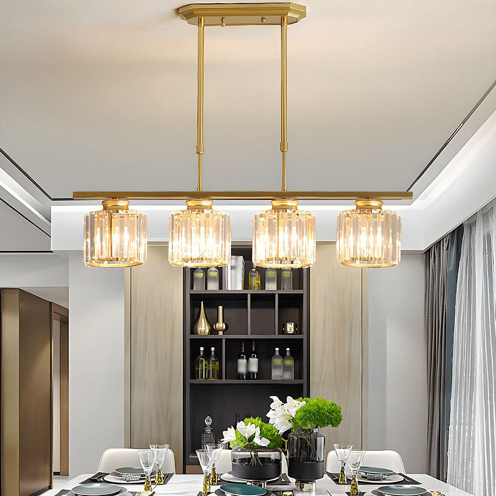 Hanging Fixture with Clear Glass Globes – 3 or 4 Bulb Multi-Head Suspension – Height Adjustable 14-28 in – Black or Gold Metal Frame for Kit