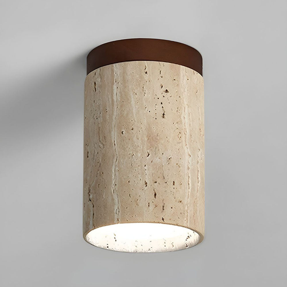 Plafonnier encastré en pierre naturelle avec détails en bois, culot E26, pour chambre, entrée, espace de vie, luminaire à profil bas, éclairage ambiant au plafond
