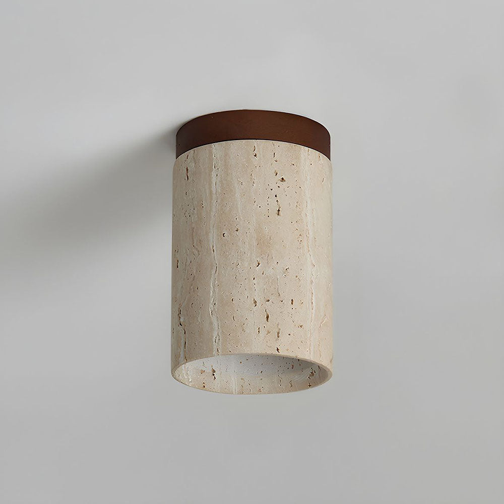 Plafonnier encastré en pierre naturelle avec détails en bois, culot E26, pour chambre, entrée, espace de vie, luminaire à profil bas, éclairage ambiant au plafond