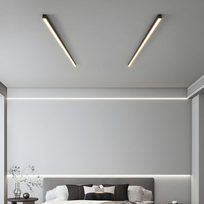 Linear LED Flush Mount Light 47-Inch Contemporary Aluminum Fixture Bedroom Hallway Kitchen Bar Overhead Lighting Slim Profile Low Profile Bl