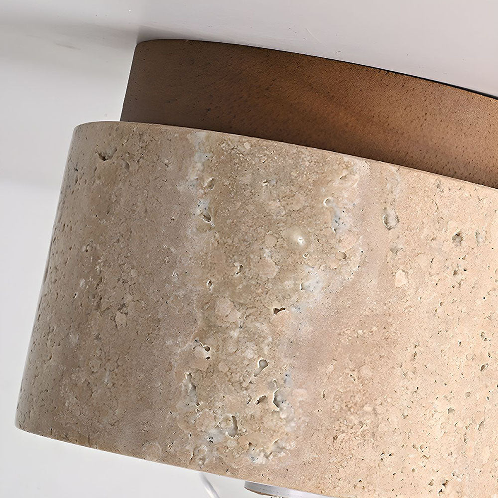 Plafonnier encastré en pierre naturelle avec détails en bois, culot E26, pour chambre, entrée, espace de vie, luminaire à profil bas, éclairage ambiant au plafond