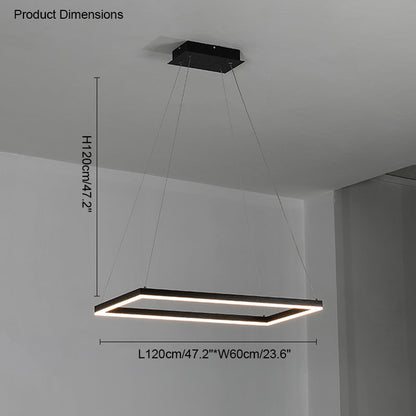 Multi-Tier Linear Suspension Fixture with Integrated LED, Adjustable Cable, Matte Black Metal Frame for Dining & Living Spaces