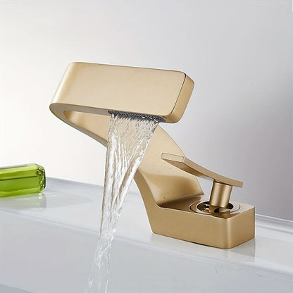 Single-Hole Waterfall Sink Faucet – 304 Stainless Steel Basin Mixer Tap for Modern Bathroom Vanities & Vessel Sinks