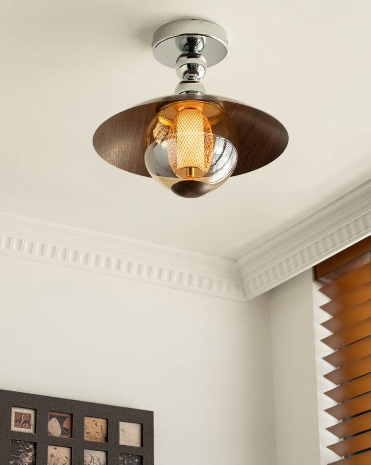 Flush Mount Glass Dome Ceiling Light 12 Inch Warm LED for Foyer Hallway Entry Corridor Modern Home 2700K 420 Lumens
