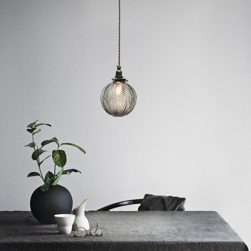 Glass Drop Ceiling Light 6-Inch Shade Adjustable 79-Inch Cord for Kitchen Island Dining Room Bar Counter Modern Minimalist Hanging Fixture