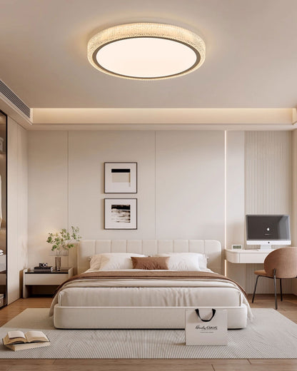 Round Flush Mount LED Ceiling Light 22W Low Profile Modern Fixture for Bedrooms Living Rooms Hallways Warm White 2700K 1200 Lumens Metal Acr