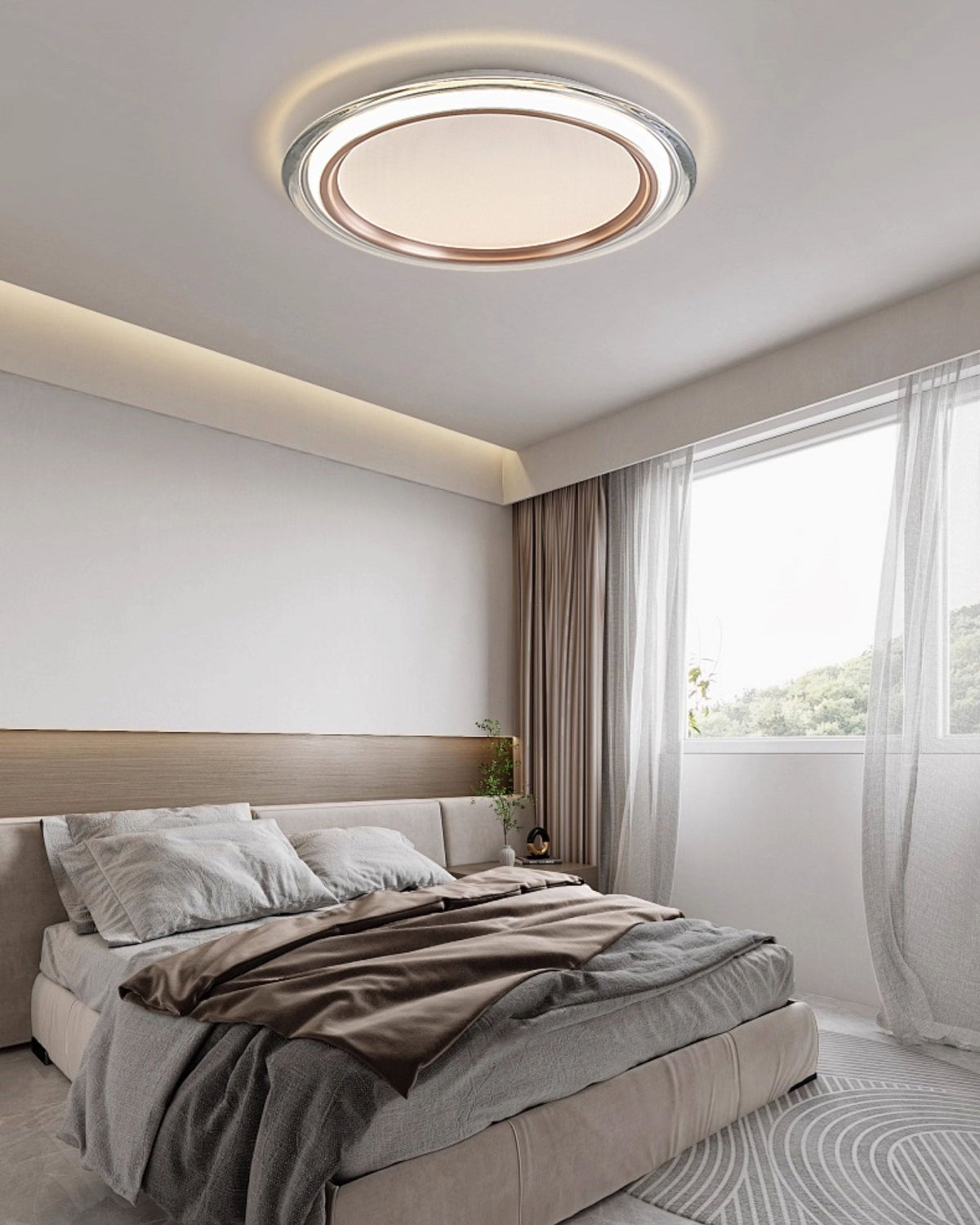 Plafonnier LED encastré rond 14 pouces, luminaire filaire pour chambre à coucher, profil bas 2700K 25 Watts, diffuseur en acrylique, éclairage domestique contemporain