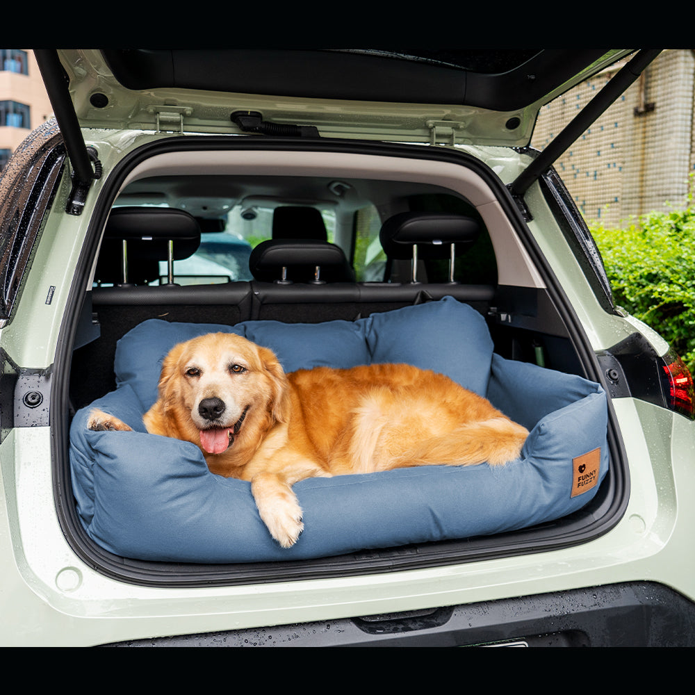 Dog Car Seat Cover for Back Seat – Padded Travel Hammock for Medium & Large Dogs with Safety Tethers & Storage Pockets