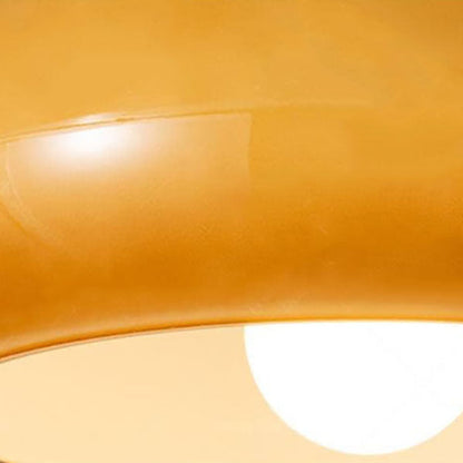 Glass Ceiling Light Fixture with Copper Accent 10.6 Inch Flush Mount for Bedroom Hallway Living Room Modern Home Lighting E26 Socket