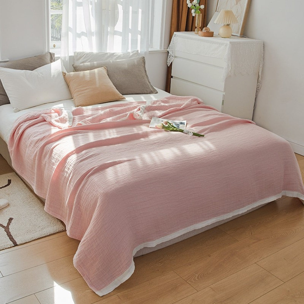 6-Layer Muslin Cotton Blanket Breathable Soft Throw Full Queen King Size for Bed Couch All-Season Lightweight Bedspread Adults Kids