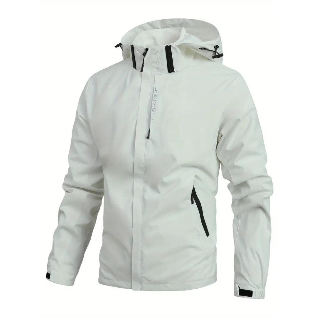 Veste de pluie légère zippée à capuche – Coupe-vent respirant pour homme