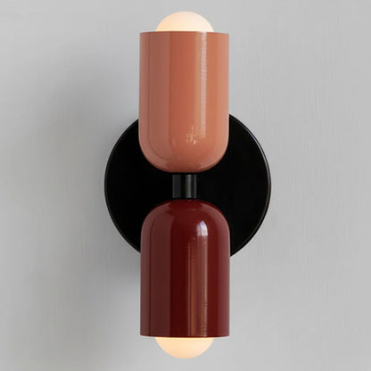 Two-Tone Glass Wall Sconce with Dual Light Uplight Downlight for Bedroom Living Room Hallway Modern Minimalist Home Accent Lighting