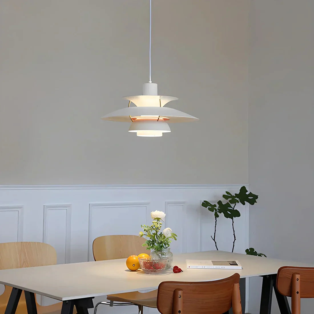 Layered Metal Pendant Light E27 Socket Minimalist Hanging Fixture for Kitchen Island Dining Table Nordic Style Ambient Ceiling Lamp Green Gr