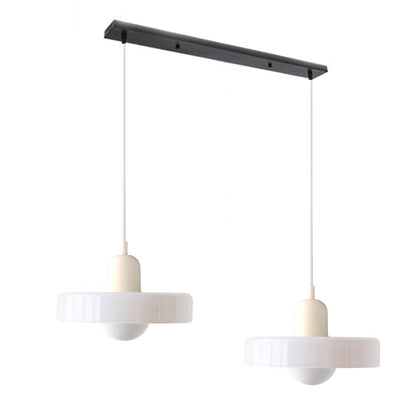 Dual-Shade Glass Hanging Light Fixture G9 Socket 14 Inch Ceiling Mount for Kitchen Island Dining Table Living Room Modern Overhead Lighting