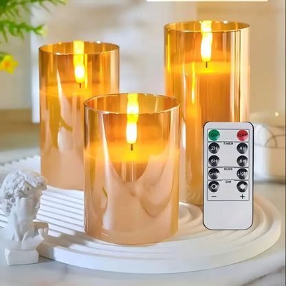 Remote-Controlled Flameless LED Candles with Smoke Glass Housing for Living Rooms, Bedrooms & Dining Spaces