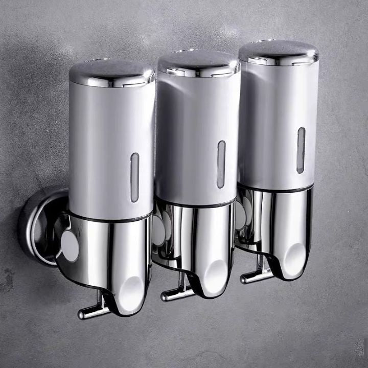 Distributeur de savon mural à pompe poussoir - Support à liquide en acier inoxydable pour shampoing, lotion et savon pour les mains dans la salle de bain, la cuisine et la douche