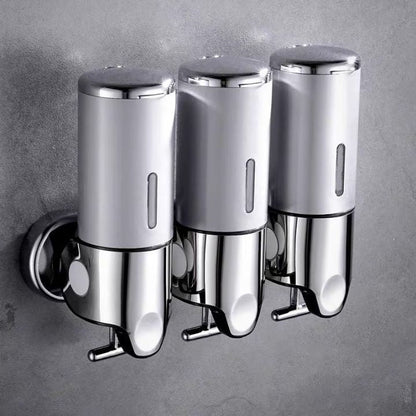 Distributeur de savon mural à pompe poussoir - Support à liquide en acier inoxydable pour shampoing, lotion et savon pour les mains dans la salle de bain, la cuisine et la douche