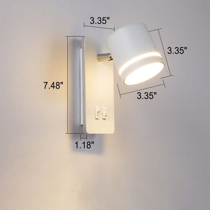Adjustable LED Reading Sconce 3.3 in Iron Spotlight for Bedroom Hallway Modern Hardwired Task Light Rotatable Arm Wall Fixture Black White