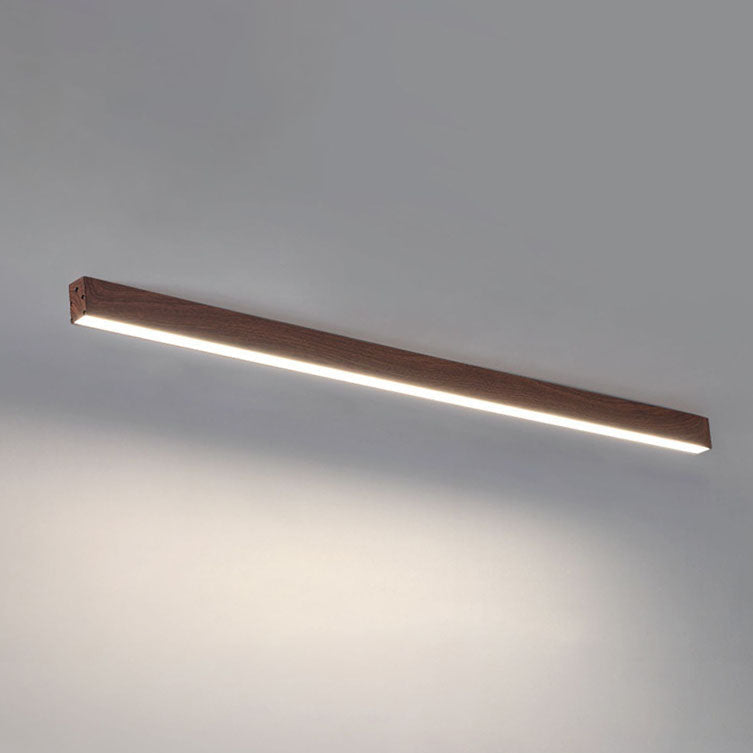 Hardwired LED Ceiling Light Fixture 24 in Aluminum Walnut Finish for Bedroom Living Room Hallway Low Profile Modern Indoor Lighting