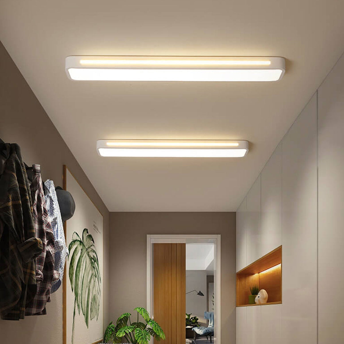 Sleek Rectangular LED Ceiling Light Fixture — Modern Acrylic Flush Mount for Bedroom, Hallway & Living Room