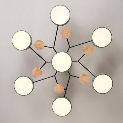 Modern Molecular LED Ceiling Light – Scandinavian Wood & Metal Flush Mount for Living Room, Bedroom & Kitchen