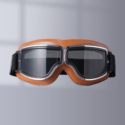 Retro Aviator Motorcycle Goggles with Padded Frame & Adjustable Strap for Men & Women