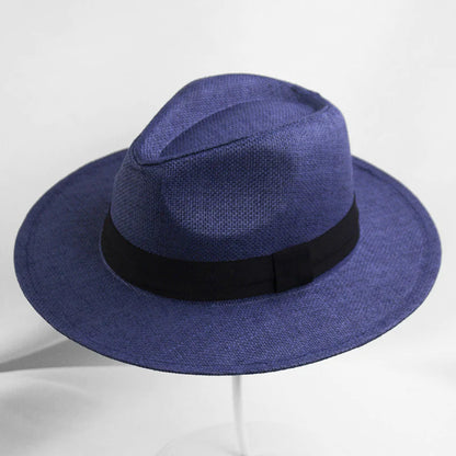 Chapeau Fedora en paille UPF 50+ avec bord modelable et bande en cuir pour hommes et femmes