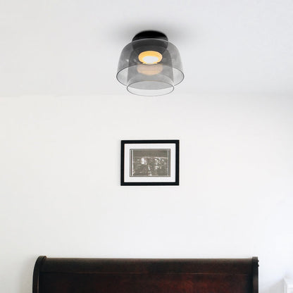 Layered Glass Ceiling Light Modern Multi-Tier Flush Mount Fixture with LED Hardwired for Kitchen Dining Room Bedroom Living Room
