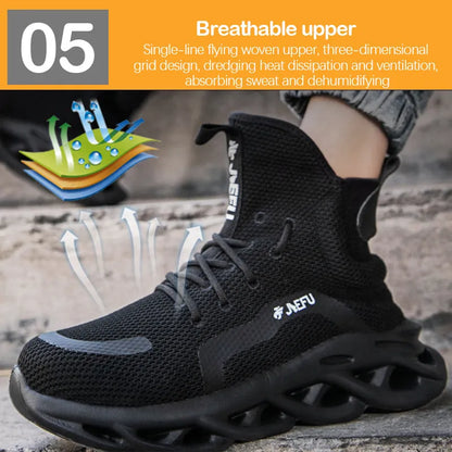 Steel Toe Safety Work Shoes for Men – Kevlar Midsole Protection, Lightweight Comfort for Construction, Warehouse & Industrial Jobs