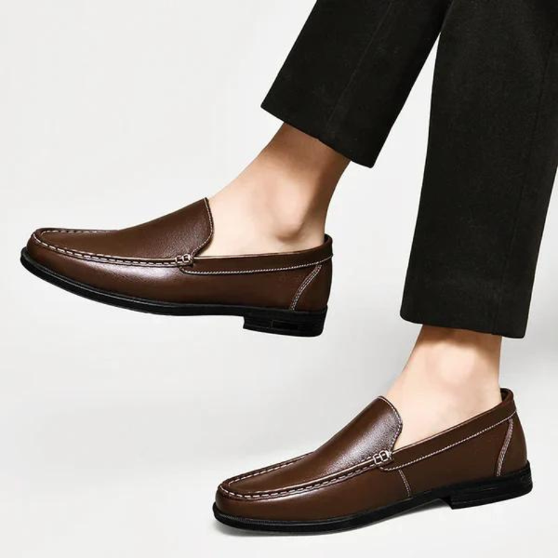 Genuine Leather Loafers Men's Dress Slip-On Shoes Handcrafted Italian Style for Business Casual Office Formal Work