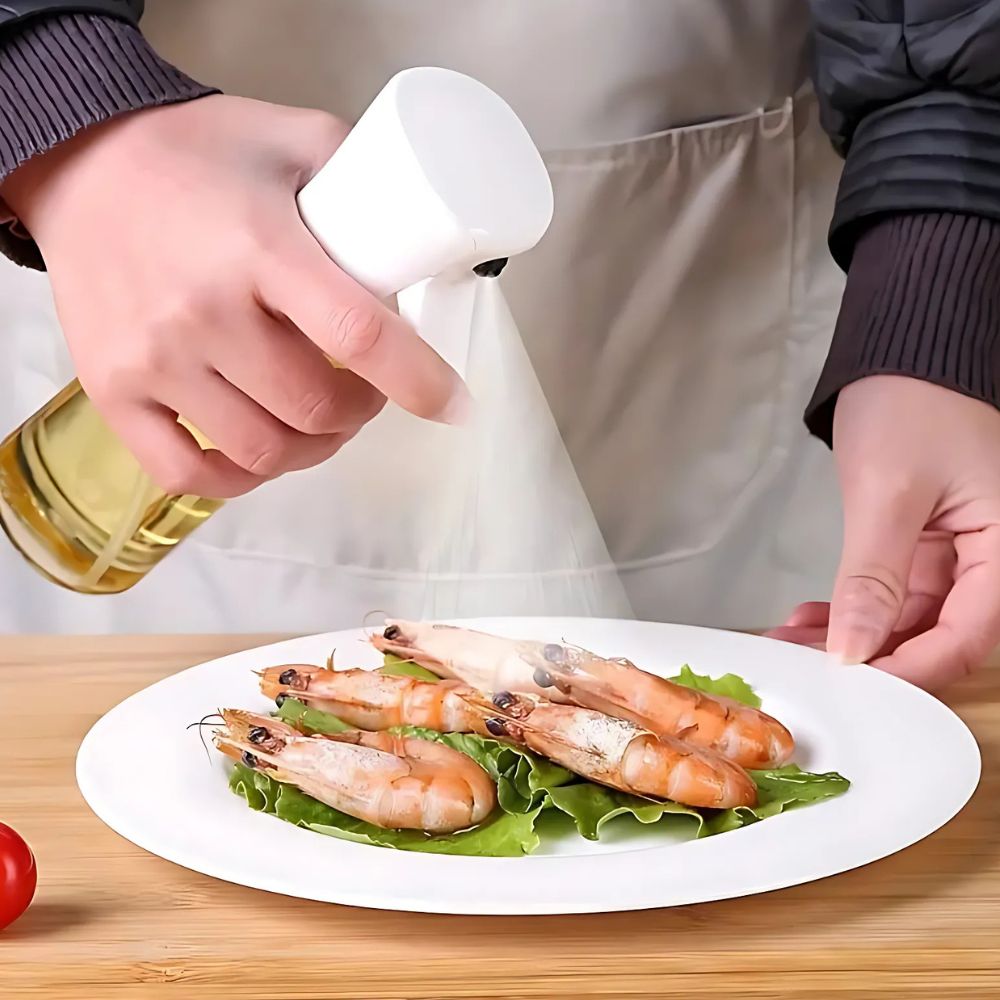 Glass Kitchen Spray Bottle for Cooking Oil Vinegar Dressing 3.5oz Fine Mist Dispenser Refillable for Air Fryer Grilling Baking Salad Prep
