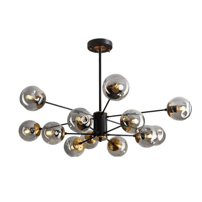 Multi-Globe Iron & Glass Ceiling Fixture – Sculptural Overhead Lighting for Dining Tables & Open Layouts – E26 Bulb Compatible – Modern Mini
