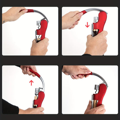 Tire-bouchon à double levier avec coupe-capsule intégré pour bouteilles de vin rouge, blanc et effervescent – Outil de barman portable pour cuisine, restaurant