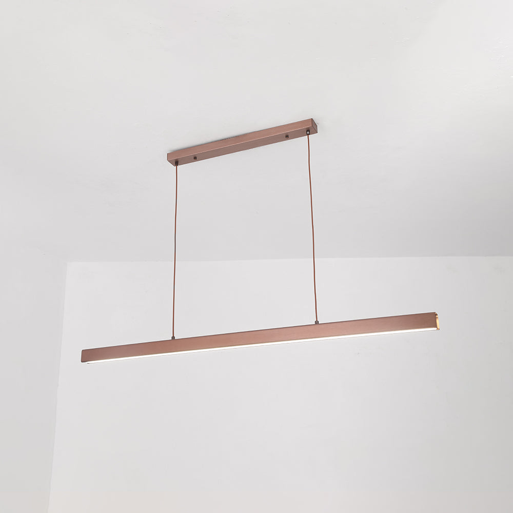 Linear LED Ceiling Light 59 in Metal Acrylic Fixture for Kitchen Island & Dining Room Adjustable Hanging Lamp Modern Black Brown