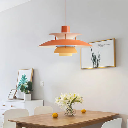 Layered Metal Pendant Light E27 Socket Minimalist Hanging Fixture for Kitchen Island Dining Table Nordic Style Ambient Ceiling Lamp Green Gr